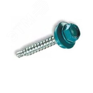 Саморез кровельный 5,5x19 RAL5021 сверло шайба d=14мм (00006008) - Tech-KREP