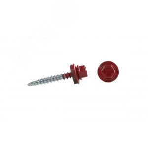 Саморез кровельный 5,5x19 RAL3005 сверло шайба d=14мм (УТ-00013615) - Tech-KREP