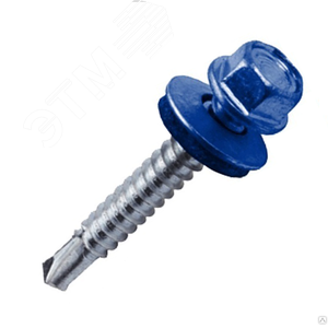 Саморез кровельный 4,8x35 RAL5005 сверло шайба d=14мм (00002496) - Tech-KREP