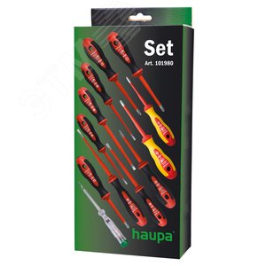 Набор диэлектрических отвёрток maxi, серия HUPslim (12шт.) (102980) - Haupa