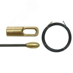 Пруток для протяжки кабеля, нейлон 25 м, диам. 4 мм, с поисковой пружиной (150247)