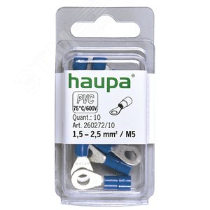 Наконечник кабельный с кольцом изолированный (НКИ) 1,5-2,5 M5 (упак. 10 шт.) - Haupa