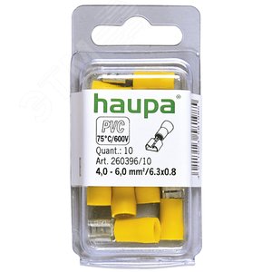 Гильза плоская штепсельная, изолированная, 4-6/ 6,3x0,8 (упак. 10 шт.) (260396/10) - Haupa