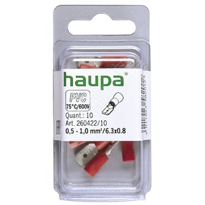 Штекер плоский, изолированный, 0,5-1/ 6,3x0,8 (упак. 10 шт.) - Haupa