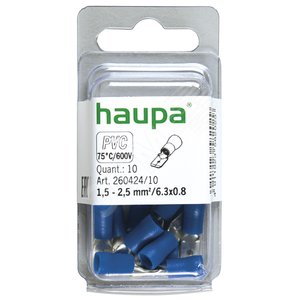 Штекер плоский, изолированный, 1,5-2,5/ 6,3x0,8 (упак. 10 шт.) - Haupa