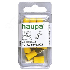 Штекер плоский, изолированный, 4-6/ 0,8x6,3x0,8 (упак. 10 шт.) (260426/10) - Haupa