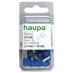 Конечная гильза для двух проводов цвет синий 2,5 /10 (упак. 25 шт.) - Haupa