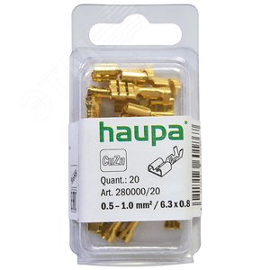 Гильза плоская штепсельная 0,5-1/ 6,3x0,8 (упак. 200 шт.) (280000) - Haupa