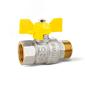 Кран шаровой латунный никелированный 11б27п Ду15 Ру40 (1/2') ВН бабочка GAS - LD Pride