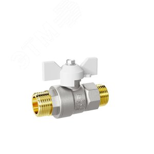 Кран шаровой 11б27п1 Ду20 Ру40 (3/4') НН белая ручка бабочка - фото 2