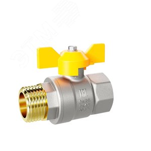 Кран шаровой латунный никелированный 11б27п Ду15 Ру40 (1/2') ВН бабочка GAS - фото 2