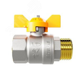 Кран шаровой латунный никелированный 11б27п Ду15 Ру40 (1/2') ВН бабочка GAS - фото 3