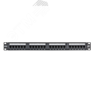 Панель 19'', 1U, 24 порта, Кат.6, RJ45/8P8C, неэкран, черная - NETLAN
