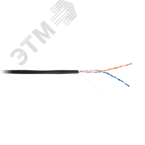 Витая пара U/UTP 2 пары Кат 5 solid OUT PE черн 305м