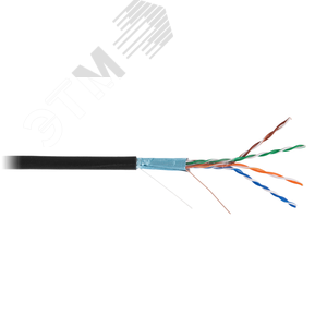 Витая пара F/UTP 4 пары Кат 5e solid OUT PE черный 100м