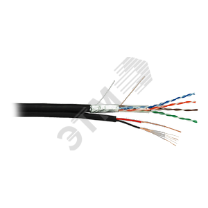 Кабель F/UTP 4 пары Кат.5e одножильный медный с силовым каб. 0 35мм2 внеш (EC-UF004-5E-PC035-PE-BK)