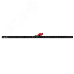 Блок розеток MN (Monitored) вертикальный 21 розетка C13 3 розетки C19 макс. нагрузка 16 А шнур питания 3 м. Вилка 3-фазная 16А 400В IEC 60309 цифровое измерение силы тока на входе защита 16А металлический корпус макс. мощность 12000 Вт (4кВт по каждой фазе) 1645*44*56 мм цвет черный.