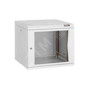 Шкаф настенный19д 9U стеклянная дверь Ш530хВ466хГ600мм цельносварной серый (TWC-095360-G-W-GY)