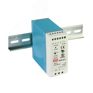 Блок питания AC-DC, 40Вт, на DIN рейку, вход 85-264В AC, 47-63Гц, 120-370В DC, выход 12В,3,33А, регулировка 12-15В, в кожухе - Mean well