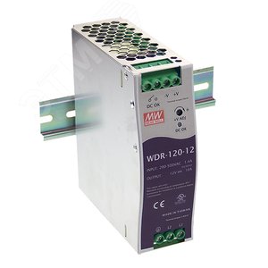 Блок питания AC-DC, 120Вт, вход 180-550V AC, 47-63Гц,254-780V DC, выход 24В,0-5A, рег. вых=24-29В, в кожухе на DIN-рейку - Mean well