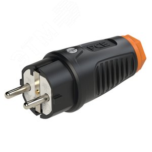 Вилка каб 16A/250V/2P+E/IP54 корпус черный, маркер оранжевый - AlpenBox