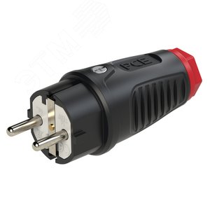 Вилка каб 16A/250V/2P+E/IP54 корпус черный, маркер красный - AlpenBox