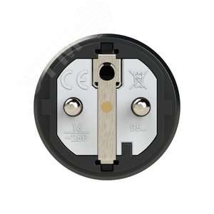 Вилка каб 16А/250V/2P+E/IP44 корпус черный, маркер красный - фото 2