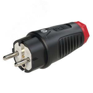 Вилка каб 16А/250V/2P+E/IP44 корпус черный, маркер красный - AlpenBox