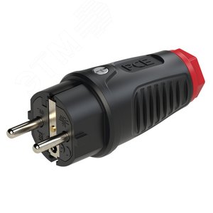 Вилка каб 16А/250V/2P+E/IP54 корпус черный, маркер красный - AlpenBox
