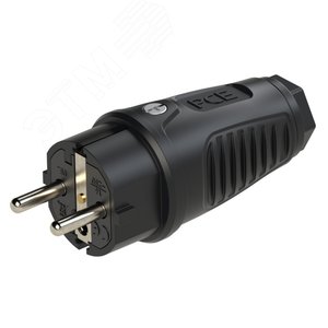Вилка каб 16А/250V/2P+E/IP44 корпус черный, маркер черный - AlpenBox