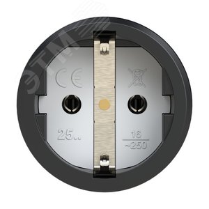 Розетка каб 16A/250V/2P+E/IP54 с черным крышкой и корпусом, маркер черный - фото 2