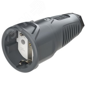 Розетка каб 16A/250V/2P+E/IP20 корпус темносерый, маркер черный - AlpenBox
