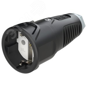 Розетка каб 16A/250V/2P+E/IP20 корпус черный, маркер серый - AlpenBox