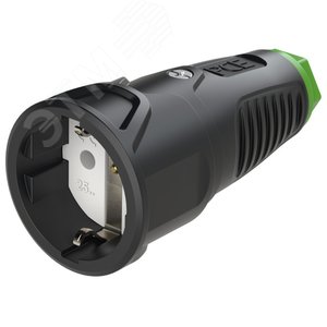 Розетка каб 16A/250V/2P+E/IP20 корпус черный, маркер зеленый - AlpenBox