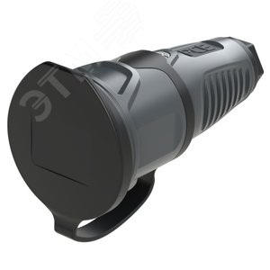 Розетка каб 16A/250V/2P+E/IP54 корпус темносерый, крышка и маркер черный - AlpenBox