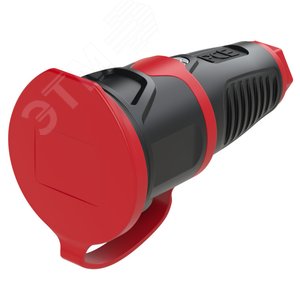 Розетка каб 16A/250V/2P+E/IP54 с черным крышкой и корпусом, маркер красный - AlpenBox