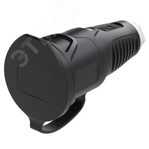 Розетка каб 16A/250V/2P+E/IP54 с черным крышкой и корпусом, маркер белый - AlpenBox