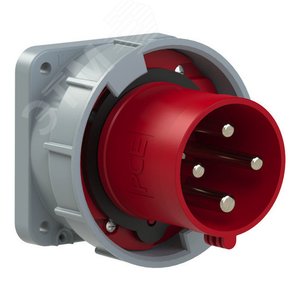 Вилка встраиваемая прямая 63А/400V/3P+E/IP67, фланец 100x100 - AlpenBox