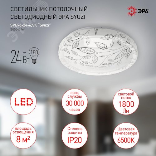 Светильник потолочный светодиодный SPB-6-24-6,5K Syuzi 24Вт 6500K ЭРА (Б0054076) - фото 3