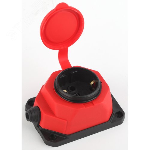 Колодка каучуковая с/з 1 гнездо 16A IP44 красная 24/240/1440 - фото 2