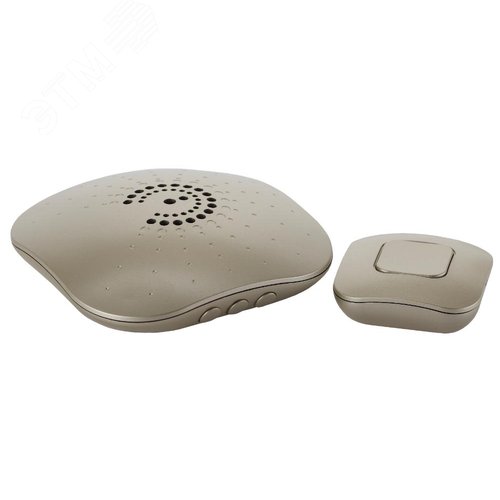 Звонок дверной беспроводной на батарейках 6 мелодий 100м IP44 с регулятором громкости шампань 2АА/СR2032 90697 2