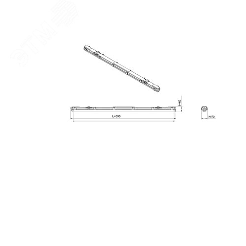 Светильник светодиодный под лампу Т8 SPP-101-0-001-060 Св-к IP65 T8 G13 600мм 4