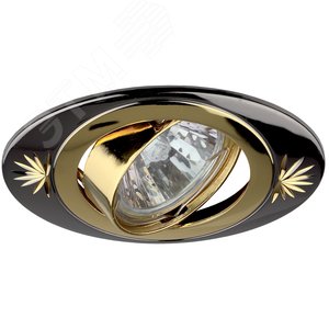 Светильник KL4A GU/G литой овал пов. с гравировкой MR16,12V/220V, 50W черный металл/золото | C0043667 | ЭРА - ЭРА (Энергия света)