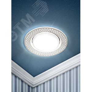Светильник под лампу Gx53 круглый,220V,13W,белый/хром KL79 WH/CH - фото 2