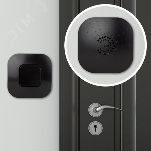 Звонок дверной беспроводной на батарейках 6 мелодий 100м IP44 с регулятором громкости черный АА/СR2032 90777 - фото 2