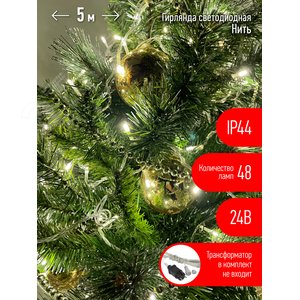 Гирлянда LED нить 5 м теплый свет 24 V IP44 80/1920 ENON-5B - ЭРА (Энергия света)