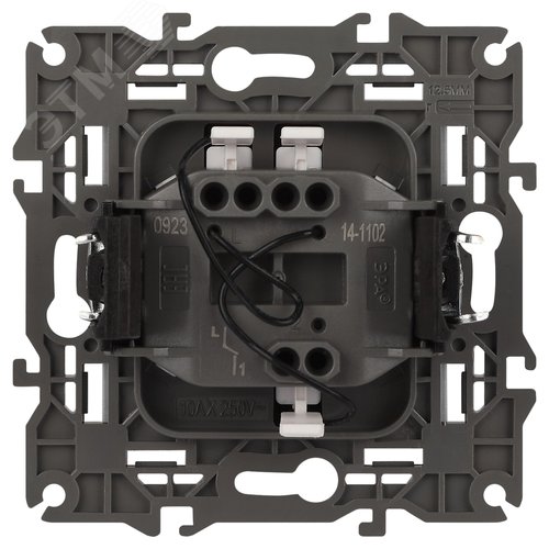 Выключатель одноклавишный, в рамку (скрытого монтажа) с подсветкой алюминий 10А 250В автоматические (безвинтовые) зажимы ЭРА Elegance 14-1102-03 6
