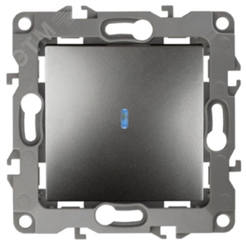 Выключатель одноклавишный скрытого монтажа с подсветкой графит 10А 250В автоматические (безвинтовые) ЭРА 12 12-1102-12 2