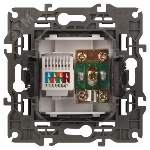 Розетка RJ45+TV, Эра Elegance, антрацит, 14-3110-05 - фото 3