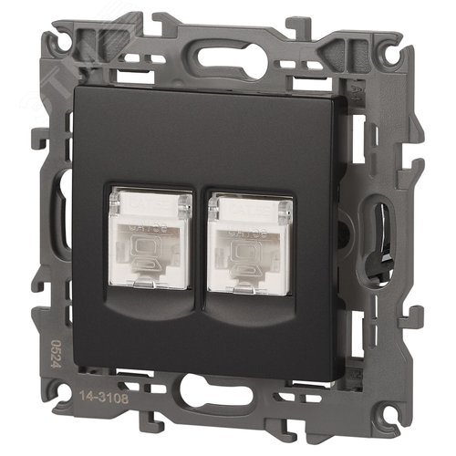 Розетка 2хRJ45, Эра Elegance, антрацит, 14-3108-05 - фото 4